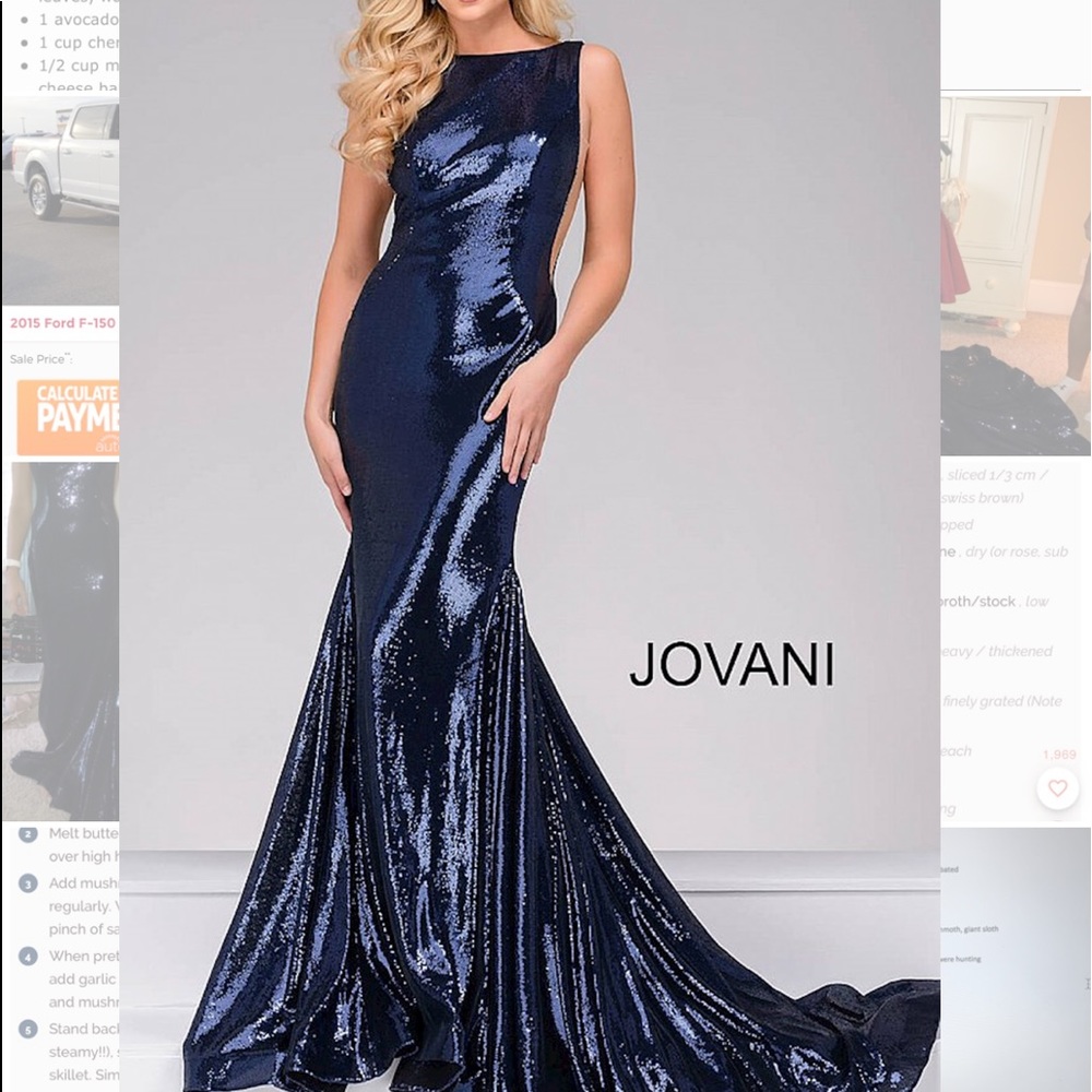 Jovani navy blue full sequin dress